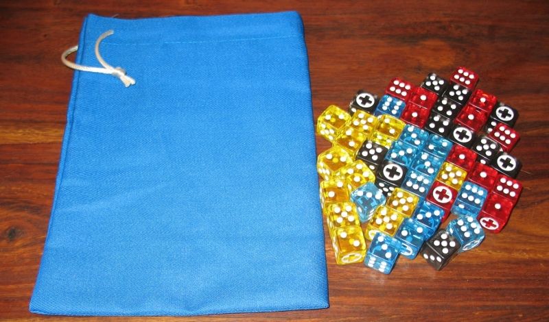 Les dés maladie et leur magnifique sac bleu Pandémie :)