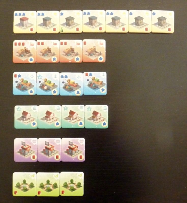 Les tuiles bâtiments de la catégorie 2 (numérotées 2 au dos) 