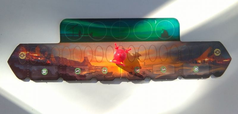 L'emplacement des jetons scientifiques et la piste de progression pour la victoire militaire et le marqueur militaire.