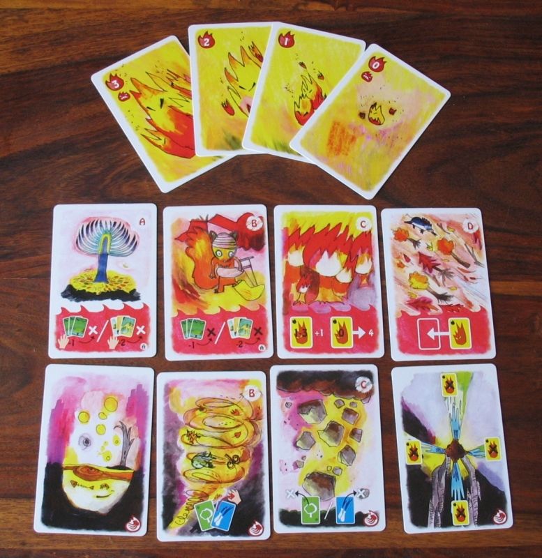 Quelque cartes ravages (de haut en bas) : élémentales de feu, soutiens et enfin une extension...