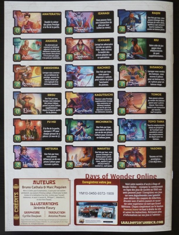 A la dernière page du livret on retrouve un rappel de chacun des pouvoirs des 18 tuiles Spécialiste. Bien vu !