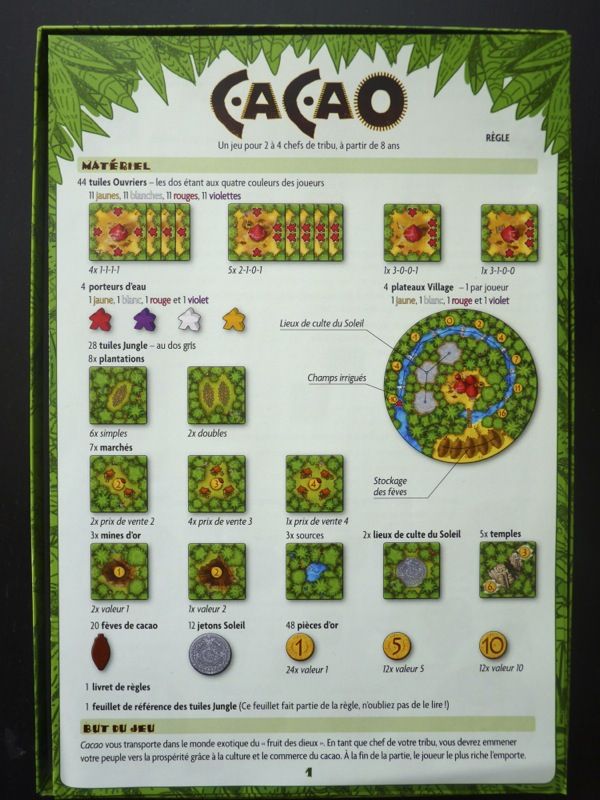 4 pages très illustrées et aérées avec un feuillet à part pour les références des tuiles jungle.