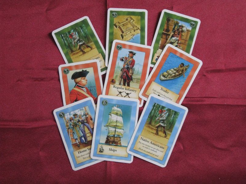 Les cartes empire, en vert, les communes, en rouge, celles de l'anglais et en bleu, celles du français.