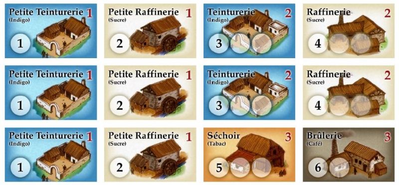 à découper et coller sur les tuiles bâtiment de la première version de Puerto Rico