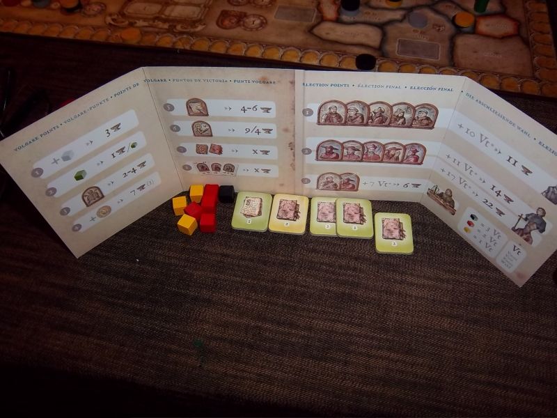 Une vue de derrière mon cache, aux alentours du 10 ième ou 11 ième tour...argent et moines copistes se placent devant...