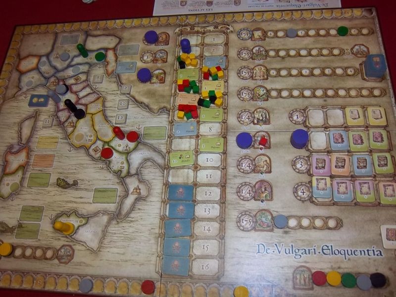 La partie vient de débuter. Vous pouvez voir ici à quel endroit chaque joueur a commencé. Tyrion en noir, Thierry en gris, Etienne en jaune, M.Lau en vert et moi en rouge évidemment.