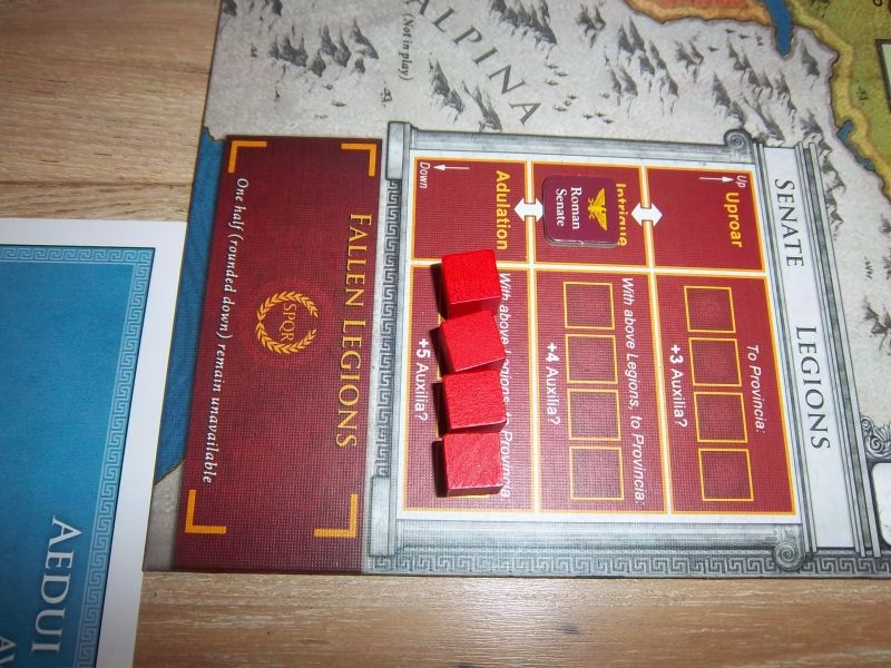 La partie du plateau que doit parfois redouter césar : Le Sénat Romain ! Oui,  César doit rendre des comptes, surtout quand ça tourne mal... ..