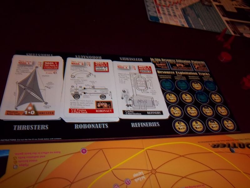 Le plateau des technologies aux enchères...je vais acheter la voile solaire, idéale pour aller en direction de Mercure...mais très lente.