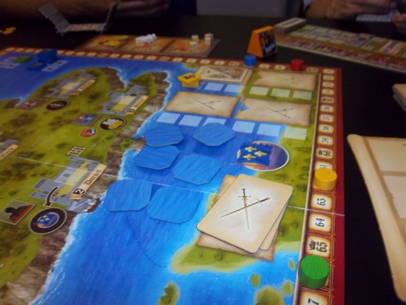 Position des marqueurs de scores après les décomptes de fin de partie. 