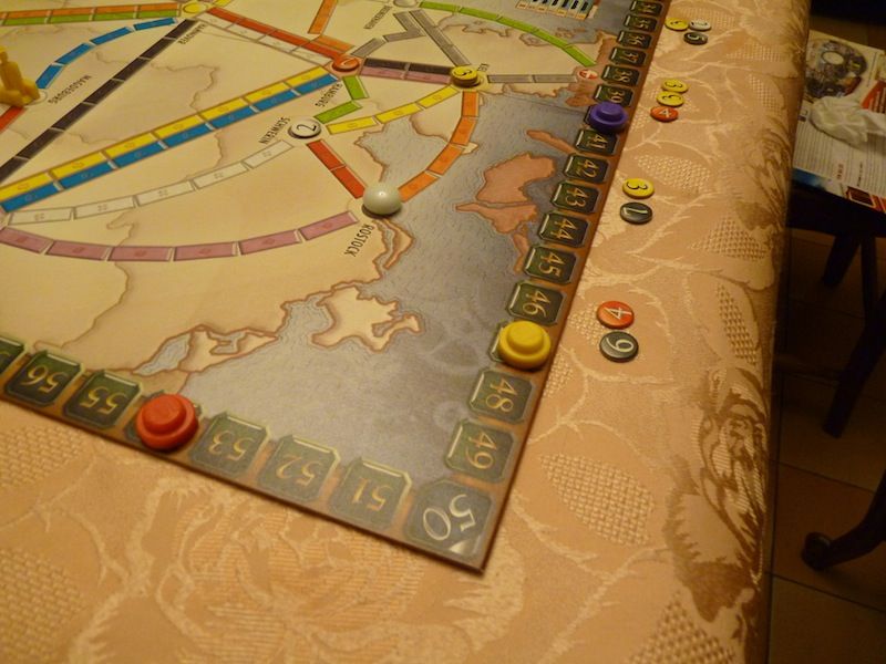 Les scores en fin de partie avec un oubli des 10pts de bonus