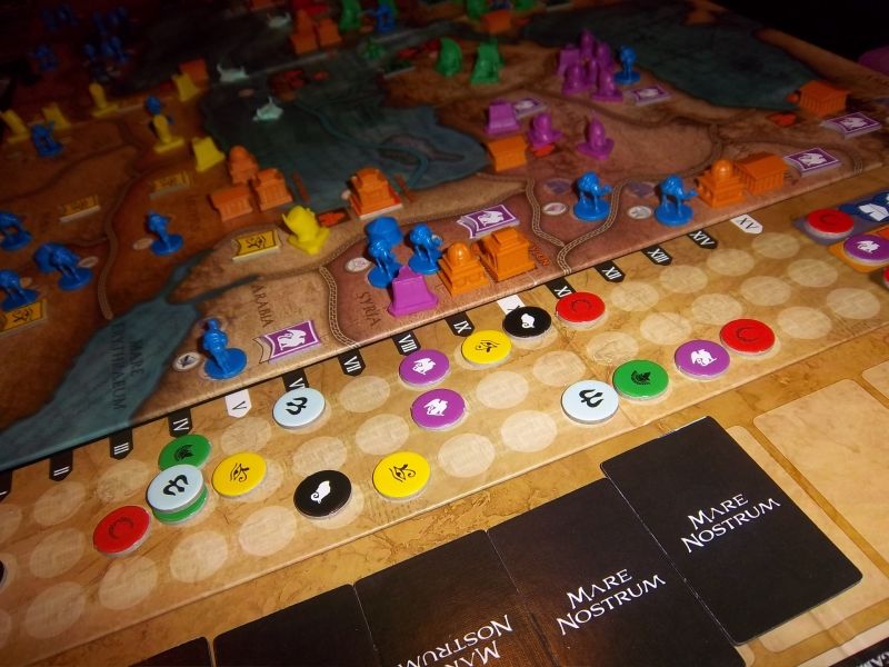 Position des jetons d'influence après plusieurs tours...