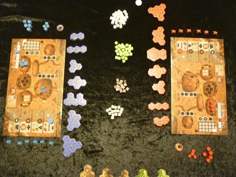 Les plateaux individuels : rouge pour Thibault et bleu pour moi