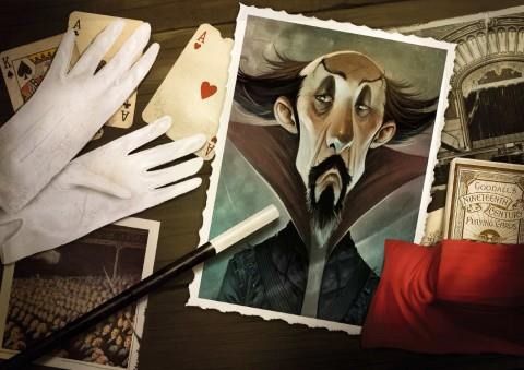 Gants et baguette magique sont présents pour deux versions du magicien