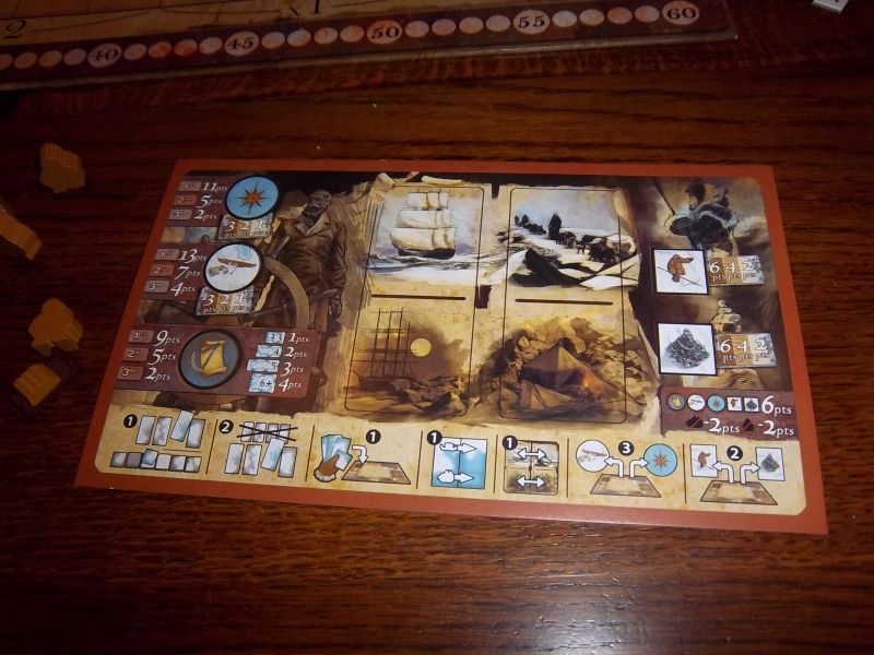 Un plateau individuel (sans les marins)...tout est rappelé : actions possibles, coût en marin et les sources de points.