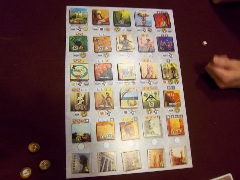 La disposition des découvertes et des merveilles en début de partie....