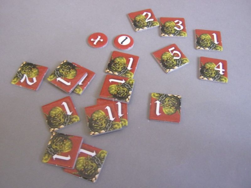 Un exemple de pions avec leur puissance