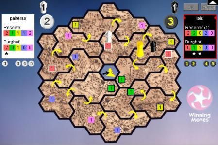 Fabien choisit de jouer avant Loïc, ce dernier cherche ? empiéter sur les couleurs de Fabien