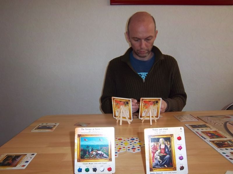 Au premier plan, mes premières toiles à pasticher...Palf est en pleine reflexion sur les siennes.