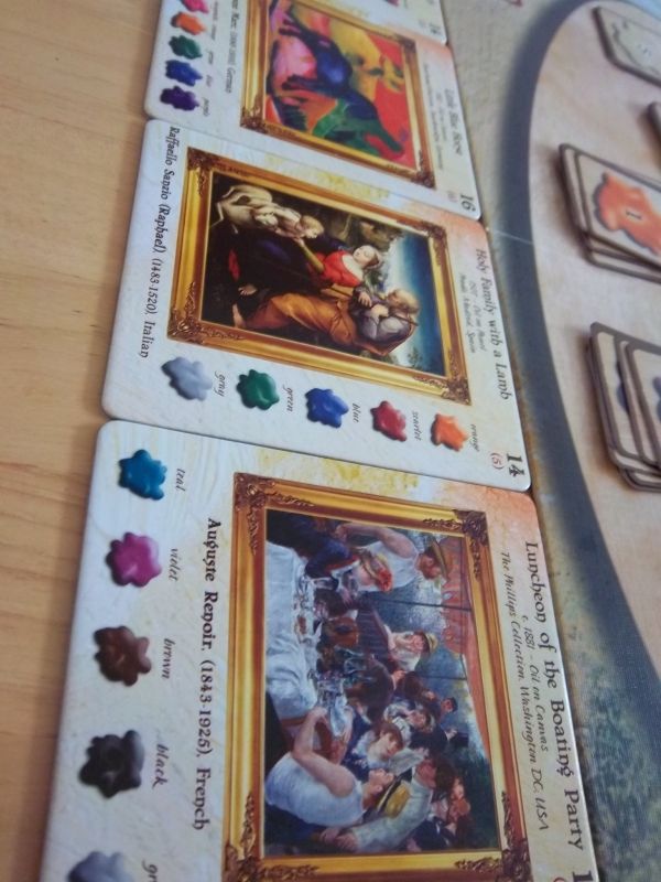 Des oeuvres en attente d'être copiées en cas d'échange...sinon, vous piochez une nouvelle toile dans une pioche face cachée.