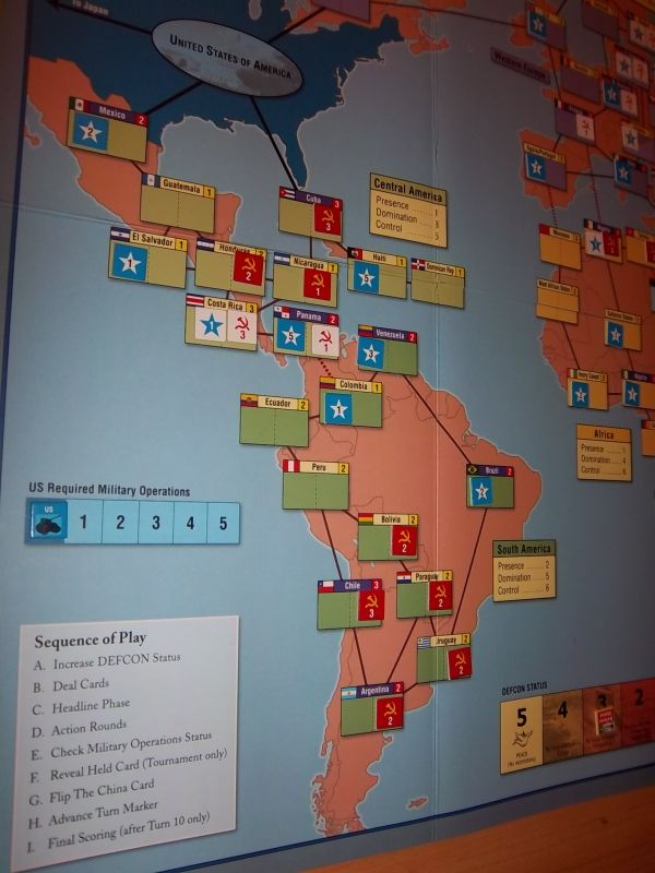 L'Amérique Centrale et l'Amérique du Sud en fin de partie. A noter l'importance du verrou panaméen...