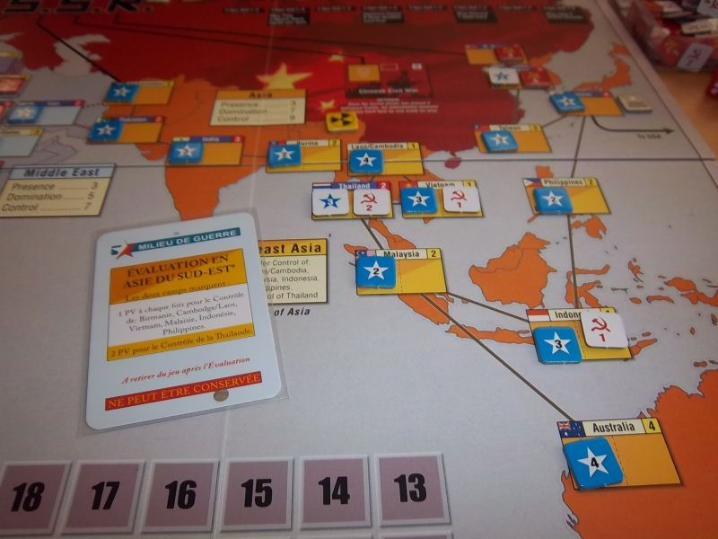 L'Asie du Sud-Est en fin de partie, et la carte décompte victorieuse pour les USA