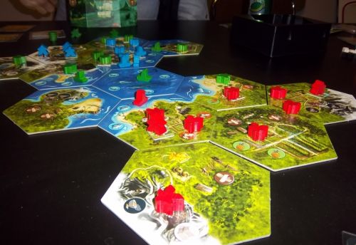 Il y avait une ch'tite crise là. Notez mon installation en bas (j'avais évidemment les rouges), alors que mes deux compères étaient sur les terres du haut.