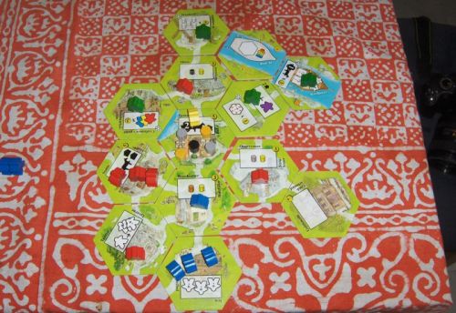 Centurion, ta ville victorieuse (pions verts pour indiquer les tuiles deja comptabilisées)