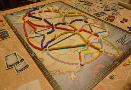 Le plateau en fin de partie (les scores ne sont pas finis de compter)