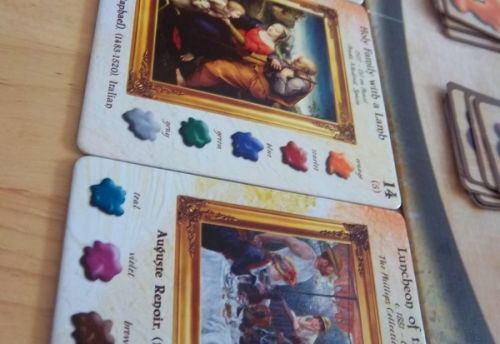 Des oeuvres en attente d'être copiées en cas d'échange...sinon, vous piochez une nouvelle toile dans une pioche face cachée.