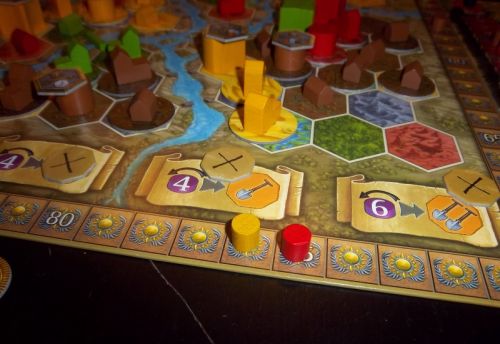 Le dernier moment de la partie où le marqueur des Nomades est devant celui des Géants.  M. Pierre a insisté (par la menace) pour que je prenne la photo... 