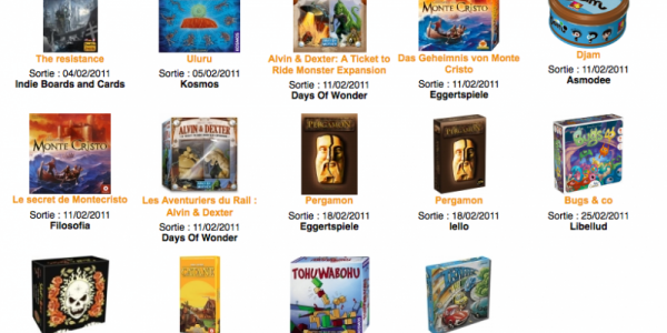 Calendrier des sorties de jeux de société